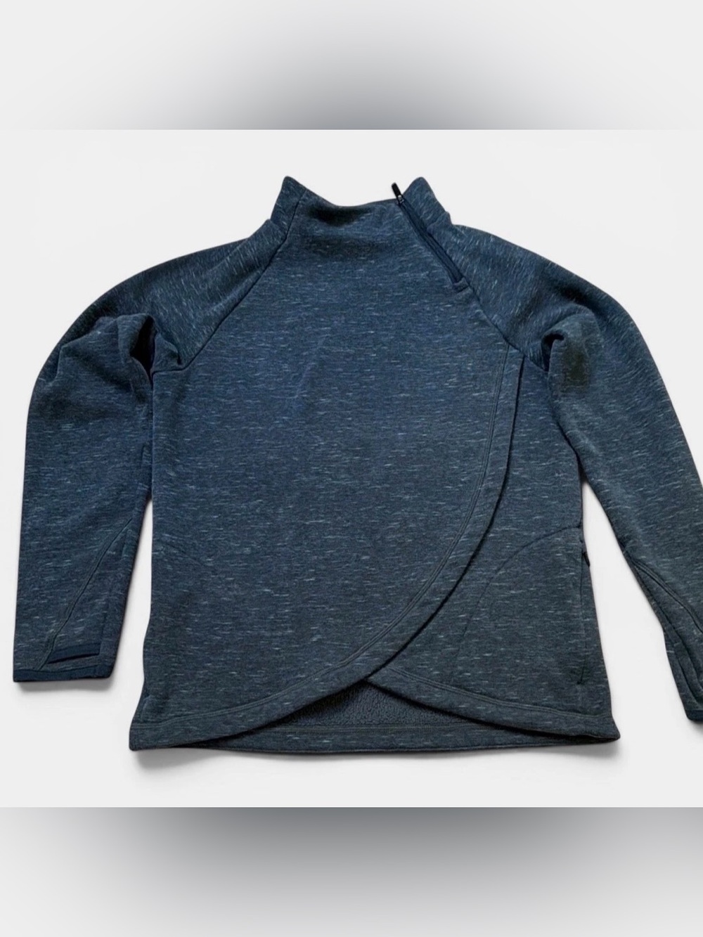 Athleta Girl Karma Wrap 2.0 XL 14 Cozy Fleece Wrap Pullover Abyss Heather